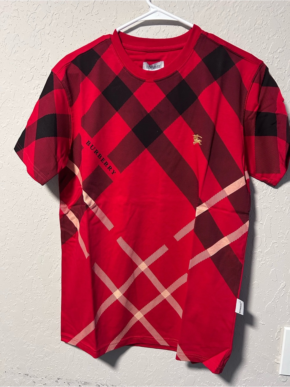 Burberry Red and Black Plaid Short-Sleeve Tee